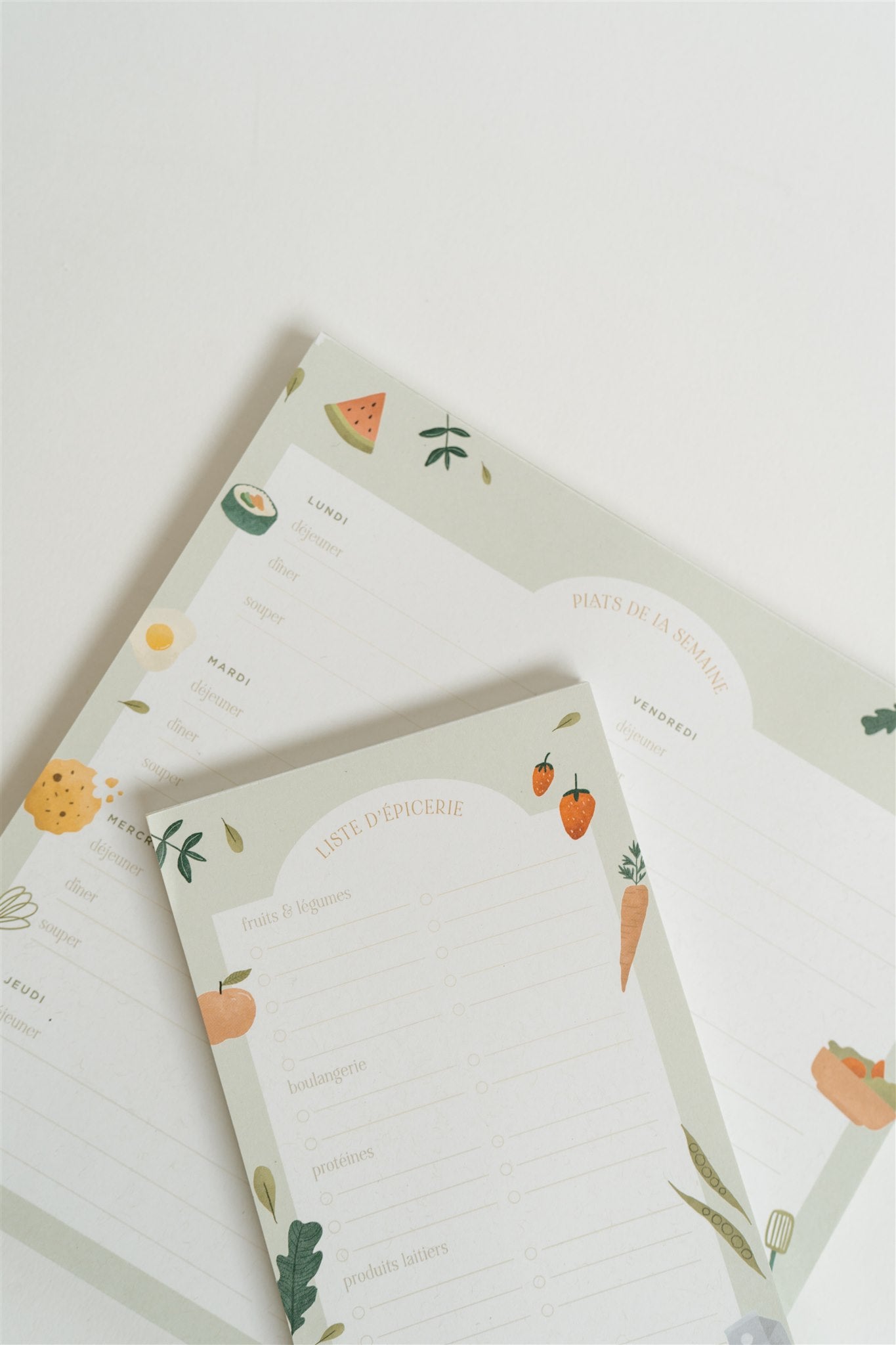 Bloc-notes / Le plan des repas
